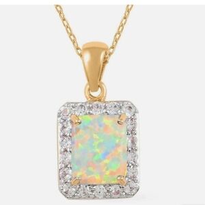 🆕️ 3.60 CTW LAB CREATED OPAL WITH WHITE ZIRCONS PENDANT NECKLACE